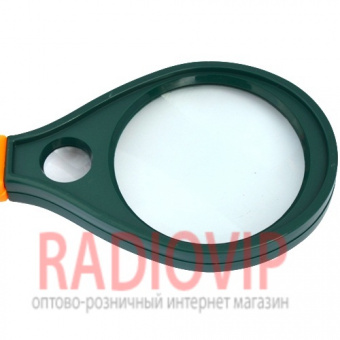 картинка Лупа ручная, 3X увеличение (диаметр 65мм) и 8X увеличение (диаметр 16мм), Magnifier 89075 от интернет магазина Radiovip