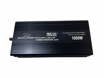 картинка Инвертор с чистой синусоидой 12V в 220V ProFix-1000W (макс.2000W) с зарядкой + UPS, LCD дисплей от интернет магазина Radiovip