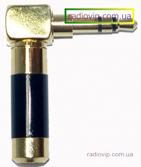 картинка Штекер 3,5мм стерео, угловой, HQ, gold, синий, металл. корпус от интернет магазина Radiovip