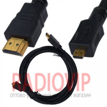 картинка Шнур шт.HDMI -шт.micro HDMI (1,4V), диам.-4,5мм, gold, 1,5м от интернет магазина Radiovip