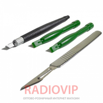 картинка Набор инструментов  BAKKU  BK-7280 (2 скальпеля + 2 пластиковые лопатк от интернет магазина Radiovip
