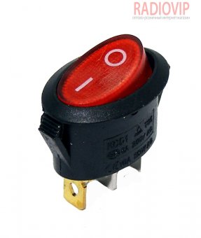 картинка Переключатель с подсветкой, красный, on-of, 3pin 10A  от интернет магазина Radiovip