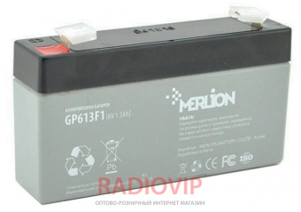 картинка Аккумуляторная батарея MERLION AGM GP613F1 6 V 1,3Ah от интернет магазина Radiovip
