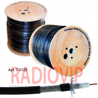 картинка Кабель RG-6 (64%) TY6002, наружный с гелем, диам-7,1мм, чёрный, 305м от интернет магазина Radiovip