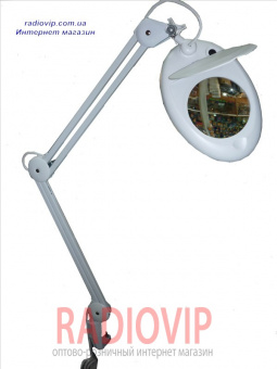 картинка Лупа-лампа с LED подсветкой на струбцине, круглая, 5Х, диам-130мм, белая от интернет магазина Radiovip