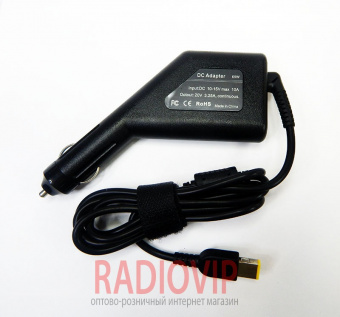 картинка Зарядное устройство для ноутбука автомобильное  12 V Lenovo 20v 4,5a USB pin от интернет магазина Radiovip