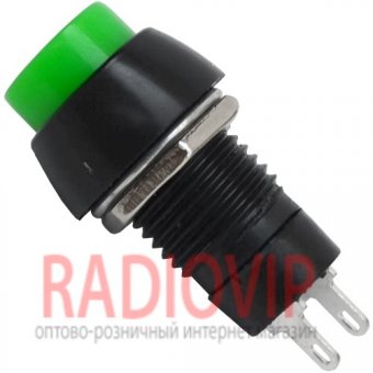 картинка Кнопка PBS-20В без фиксации OFF-(ON), 2pin, 1А 250V, зелёная от интернет магазина Radiovip