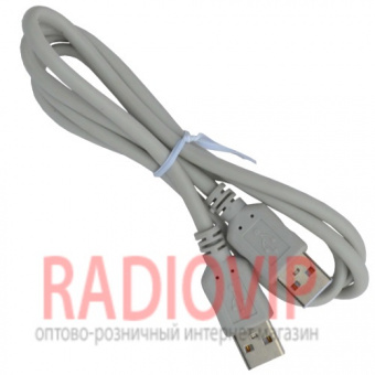 картинка Шнур USB (шт.A- шт.А), version 2,0, диам.-4.5мм, 1м., серый от интернет магазина Radiovip