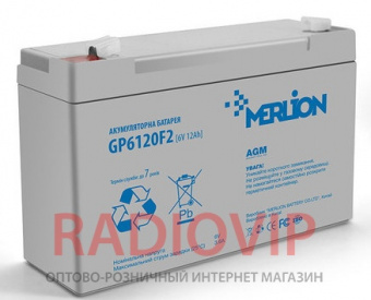 картинка Аккумуляторная батарея MERLION AGM GP612F2 6 V 12Ah от интернет магазина Radiovip