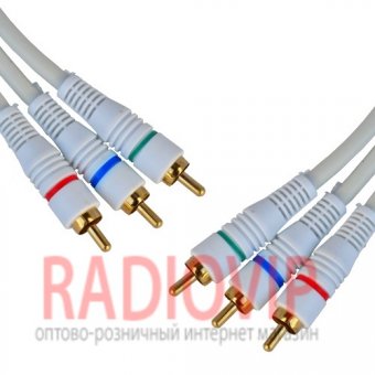 картинка Шнур компонентный 3RCA х 3RCA gold  6+6+6мм, 1,5м. от интернет магазина Radiovip