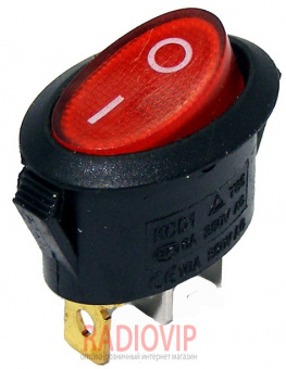 картинка Переключатель овальный с подсв. MIRS-101-10 ON-OFF, 3pin, 6A, 220V, красный от интернет магазина Radiovip