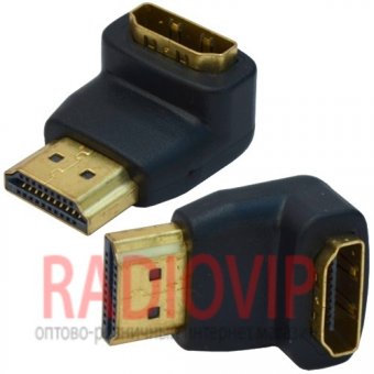 картинка Переходник шт.HDMI -гн.HDMI угловой, gold, блистер от интернет магазина Radiovip