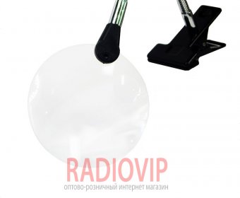 картинка Лупа настольная гибкая c прищепкой, 2Х диам-90мм,встроенная 5Х диам-20мм от интернет магазина Radiovip