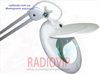 картинка Лупа-лампа с LED подсветкой на струбцине, круглая, 5Х, диам-130мм, белая от интернет магазина Radiovip
