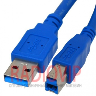 картинка Шнур USB (шт.A- шт.В), version 3.0, 1,5м, синий от интернет магазина Radiovip