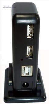 картинка Хаб USB 2.0 7 портов, Black, 480Mbts High Speed, Доп блок питания от интернет магазина Radiovip