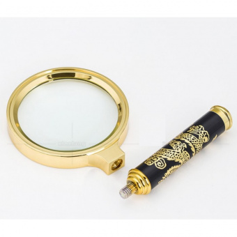 картинка Лупа диаметр 80 мм ручка золотой дракон от интернет магазина Radiovip