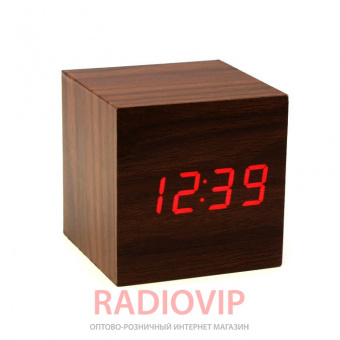 Часы с термометром Деревянный куб