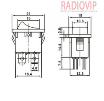 картинка Переключатель с подсветкой, красный, on-of, 4pin, 6A от интернет магазина Radiovip